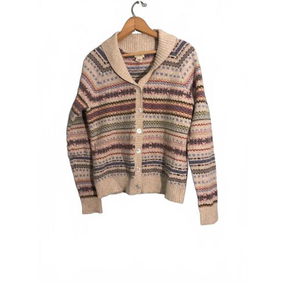 L.L. Bean Sweaters - LL Bean Women's Shawl Collar Button-Up  Lambswool Cardigan Sweater Medium